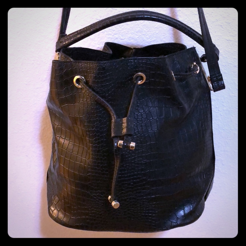 Topshop Black bucket shoulder bag